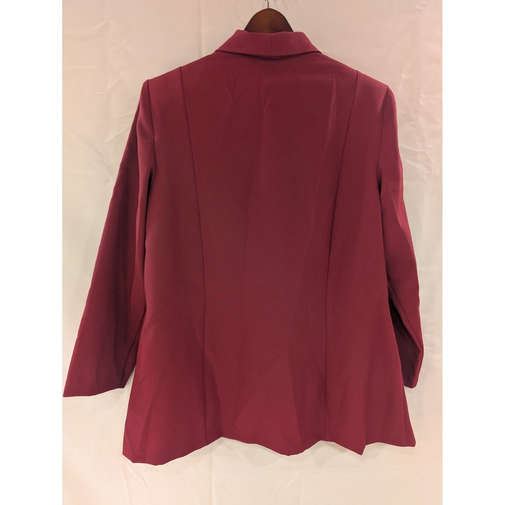 Burgundy Pant Suit Set Womens Size A6 Blazer Elastic Waist 2 Matching Skirts - Picture 4 of 15